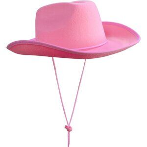 Women's Pink Sparkle Trim Band With Chin Strap Pull-on Classic Cowboy Hat